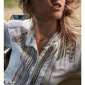 Anthropologie Floreat NWT White Beaded Blouse